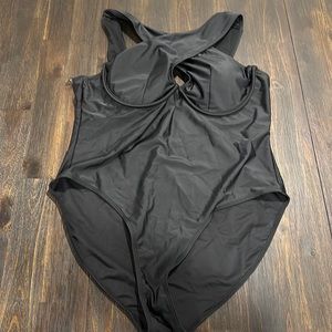 Black One Piece Bathing Suit with criss cross top - Size 3X